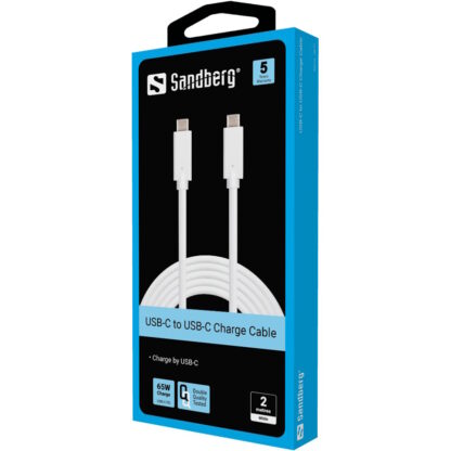 Sandberg USB-C Charge Cable 2m 65W valkoinen 2