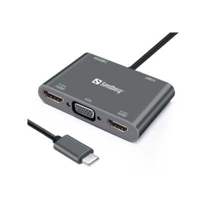 Sandberg USB-C telakka 2xHDMI+1xVGA+USB+PD 2