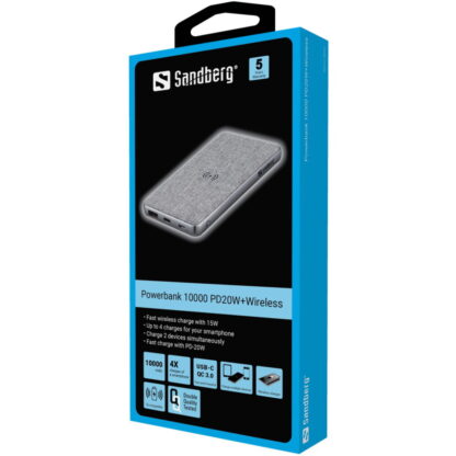 Sandberg Powerbank 10000 PD20W+Wireless 3