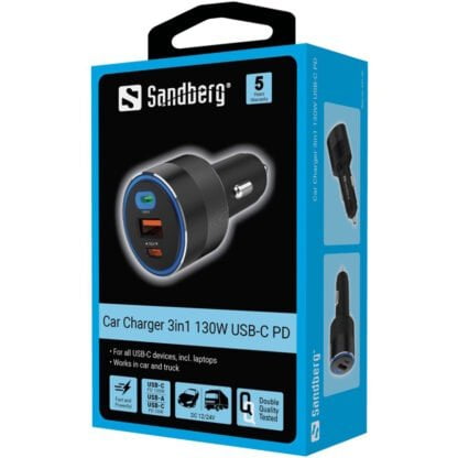 Sandberg Car Charger 3in1 130W USB-C PD 2