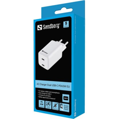 Sandberg AC Charger Dual USB-C PD65W EU 5