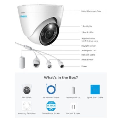 Reolink RLC-1224A 12MP Easy Dome AI PoE ulkokamera 5