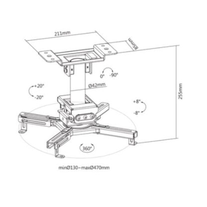 Deltaco Office projektorin kattoteline 45 kg musta 3