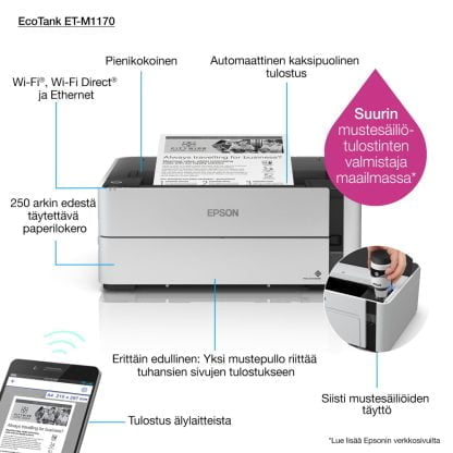 Epson EcoTank ET-M1170 mustavalkotulostin 3