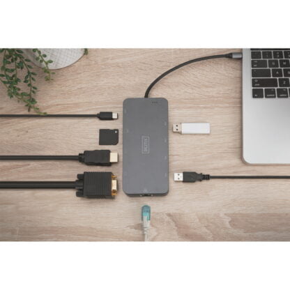 Digitus 11-porttinen USB-C -telakka M.2 SSD-paikalla 3