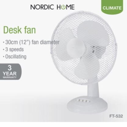 Nordic Home pöytätuuletin 40W valkoinen 6