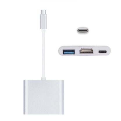 USB-C – USB-C/USB3.0/HDMI adapteri harmaa 2