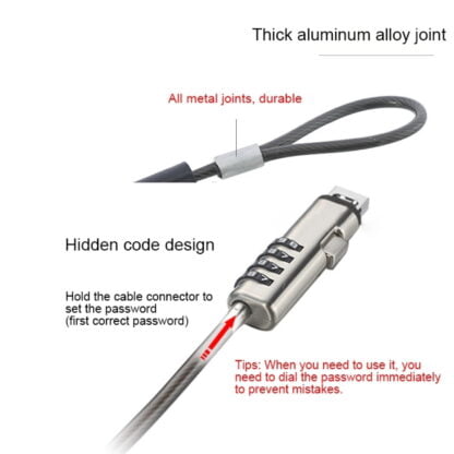 Kannettavan tietokoneen USB-turvavaijeri lukolla 6