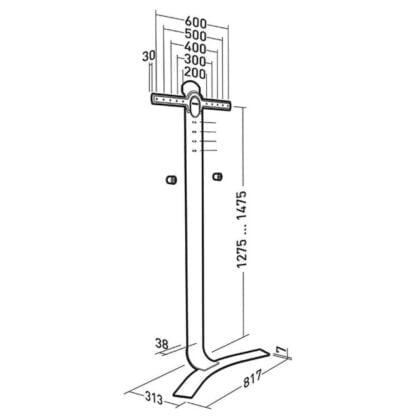 ERARD STANDIT600 Seinäteline jalustalla 40″-85″ TV-näytöille 8