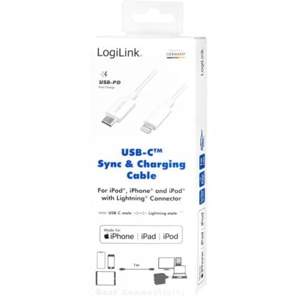 LogiLink Lightning – USB-C kaapeli 1m valkoinen 8