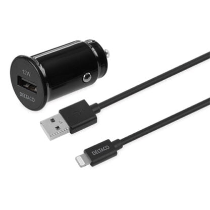 Deltaco USB-C – Lightning -autolaturi 12 W musta 2