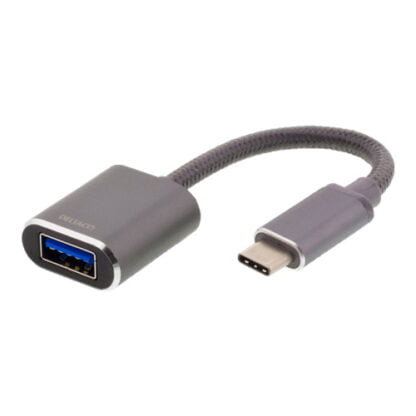 DELTACO USB-C 3.1 Gen 1 – USB-A OTG sovitin harmaa 2