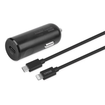 Deltaco 12/24V USB-C -autolaturi PD 20 W musta 2