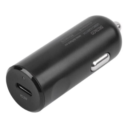 Deltaco 12/24V USB-C -autolaturi PD 20 W musta 3